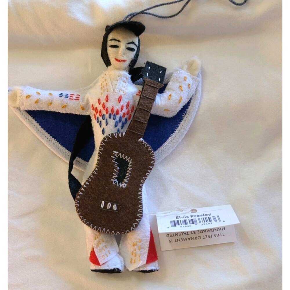 Silk Road Bazaar Elvis Presley King of Rock Felt Christmas Ornament Doll NWT